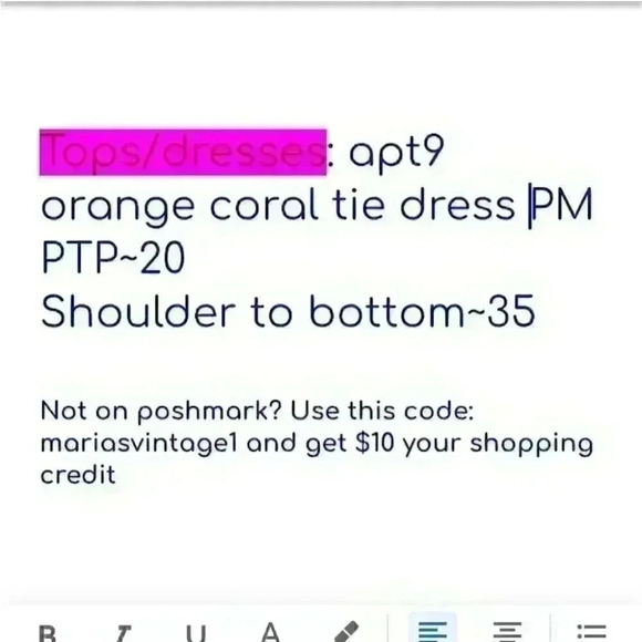 APT 9 Stretch Orange Salmon Lightweight Sleeveless Dress Women Medium Petite - Picture 7 of 7